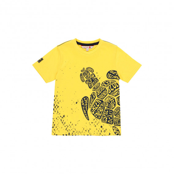 Βαμβακερό μπλουζάκι με χελώνα, κίτρινο Boboli 233548 