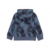 Βαμβακερή μπλούζα με τύπωμα από φύλλα φοίνικα και λεζάντα, σκούρο μπλε Boboli 233581 2