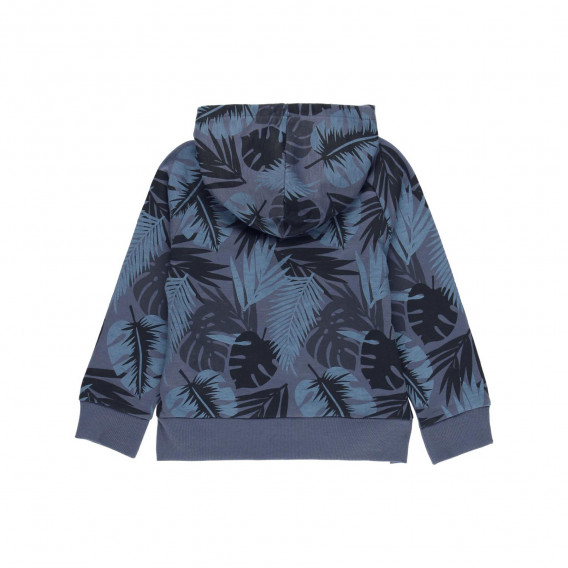 Βαμβακερή μπλούζα με τύπωμα από φύλλα φοίνικα και λεζάντα, σκούρο μπλε Boboli 233581 2