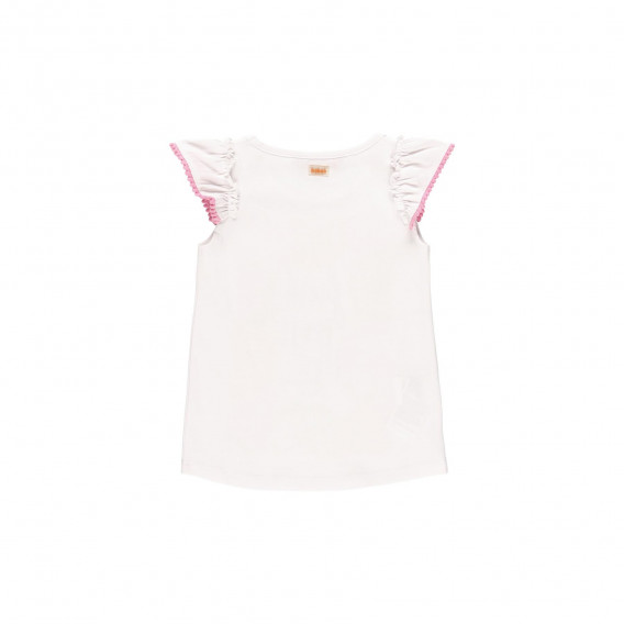 Βαμβακερό μπλουζάκι χωρίς μανίκια με βολάν και τύπωμα, λευκό Boboli 233585 2