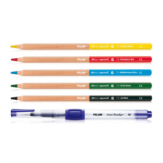 Χρωματιστά μολύβια, Ακουαρέλα, 3,5 mm + βούρτσα Milan 233851 2
