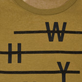 Βαμβακερή μπλούζα με μακριά μανίκια και γραφιστική εκτύπωση, σε καφέ Sisley 233893 2