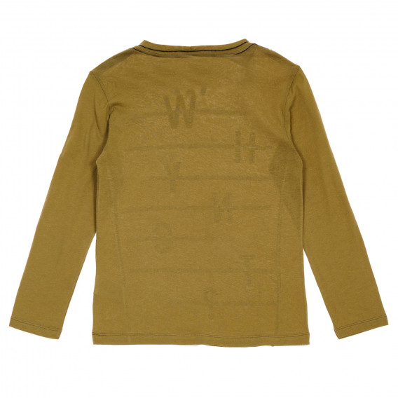 Βαμβακερή μπλούζα με μακριά μανίκια και γραφιστική εκτύπωση, σε καφέ Sisley 233895 4