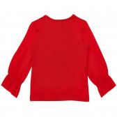 Βαμβακερή μπλούζα με μακριά μανίκια και σχέδιο, κόκκινη Benetton 233926 3