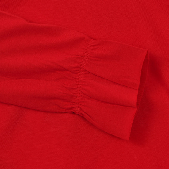 Βαμβακερή μπλούζα με μακριά μανίκια και σχέδιο, κόκκινη Benetton 233927 4