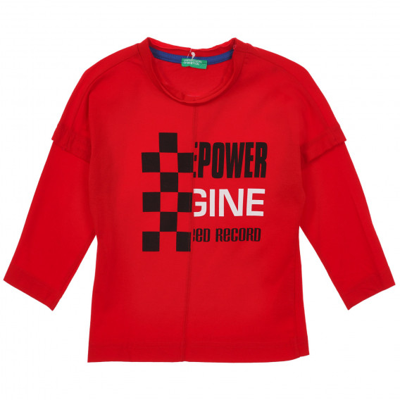 Βαμβακερή μπλούζα με γραφιστική σχεδίαση για μωρό, κόκκινη Benetton 233936 