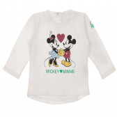 Βαμβακερή μπλούζα με σχέδιο Mickey και Minnie Mouse για μωρό σε λευκό χρώμα Benetton 233947 