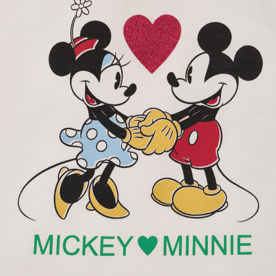 Βαμβακερή μπλούζα με σχέδιο Mickey και Minnie Mouse για μωρό σε λευκό χρώμα Benetton 233948 2