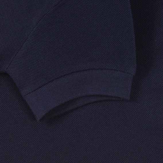 Βαμβακερή μπλούζα με κοντά μανίκια και γιακά για ένα μωρό, σκούρο μπλε Benetton 234018 3