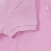 Βαμβακερή μπλούζα με κοντά μανίκια και γιακά, μοβ Benetton 234030 3