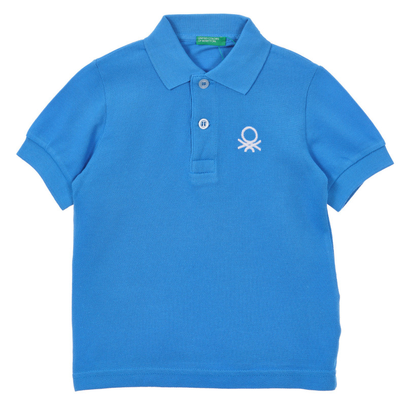 Βαμβακερή μπλούζα με κοντά μανίκια και γιακά για ένα μωρό, μπλε  234056
