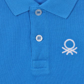 Βαμβακερή μπλούζα με κοντά μανίκια και γιακά για ένα μωρό, μπλε Benetton 234057 2