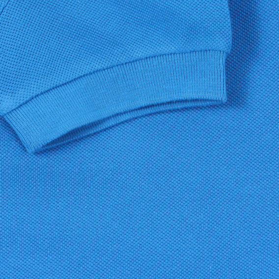Βαμβακερή μπλούζα με κοντά μανίκια και γιακά για ένα μωρό, μπλε Benetton 234058 3