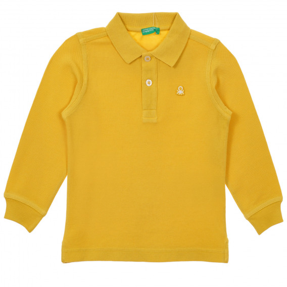 Βαμβακερή μπλούζα με μακριά μανίκια και γιακά για ένα μωρό, κίτρινο Benetton 234106 