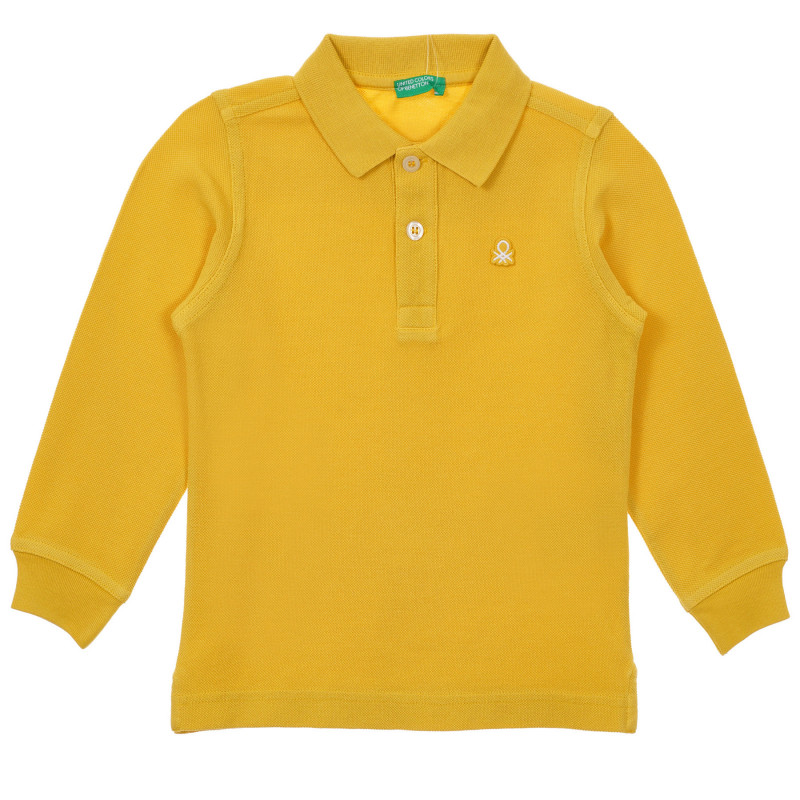 Βαμβακερή μπλούζα με μακριά μανίκια και γιακά για ένα μωρό, κίτρινο  234106