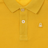 Βαμβακερή μπλούζα με μακριά μανίκια και γιακά για ένα μωρό, κίτρινο Benetton 234107 2