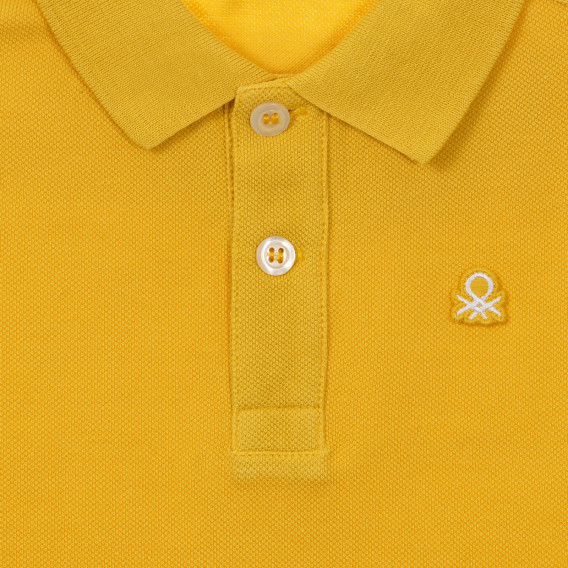Βαμβακερή μπλούζα με μακριά μανίκια και γιακά για ένα μωρό, κίτρινο Benetton 234107 2
