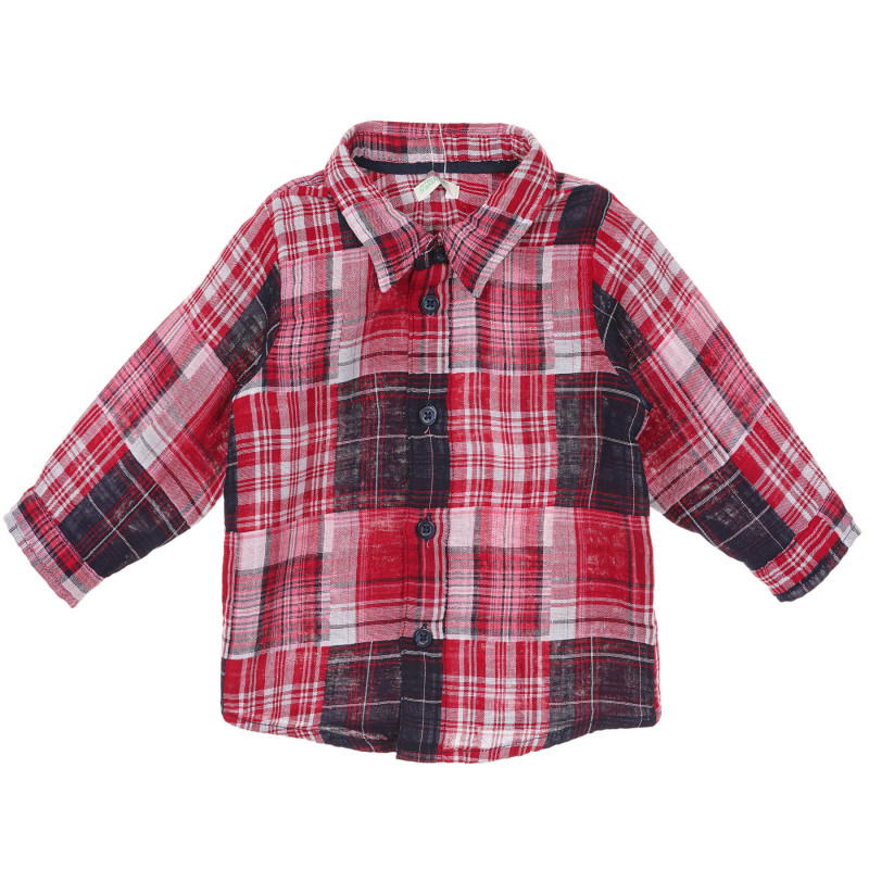 Βαμβακερό πουκάμισο με μακριά μανίκια για ένα μωρό, κόκκινο  234187