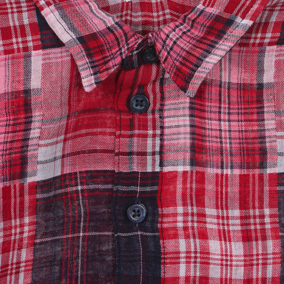 Βαμβακερό πουκάμισο με μακριά μανίκια για ένα μωρό, κόκκινο Benetton 234188 2