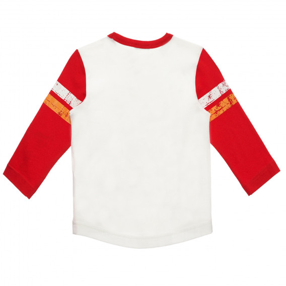 Μπλούζα με μακριά μανίκια και κόκκινες πινελιές, λευκό Benetton 234237 4