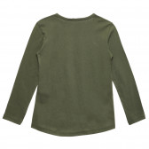 Βαμβακερή μπλούζα με γραφικό σχέδιο, σκούρο πράσινο Sisley 234289 4