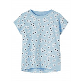 Μπλουζάκι από οργανικό βαμβάκι με λουλουδάτο σχέδιο, γαλάζιο Name it 234606 