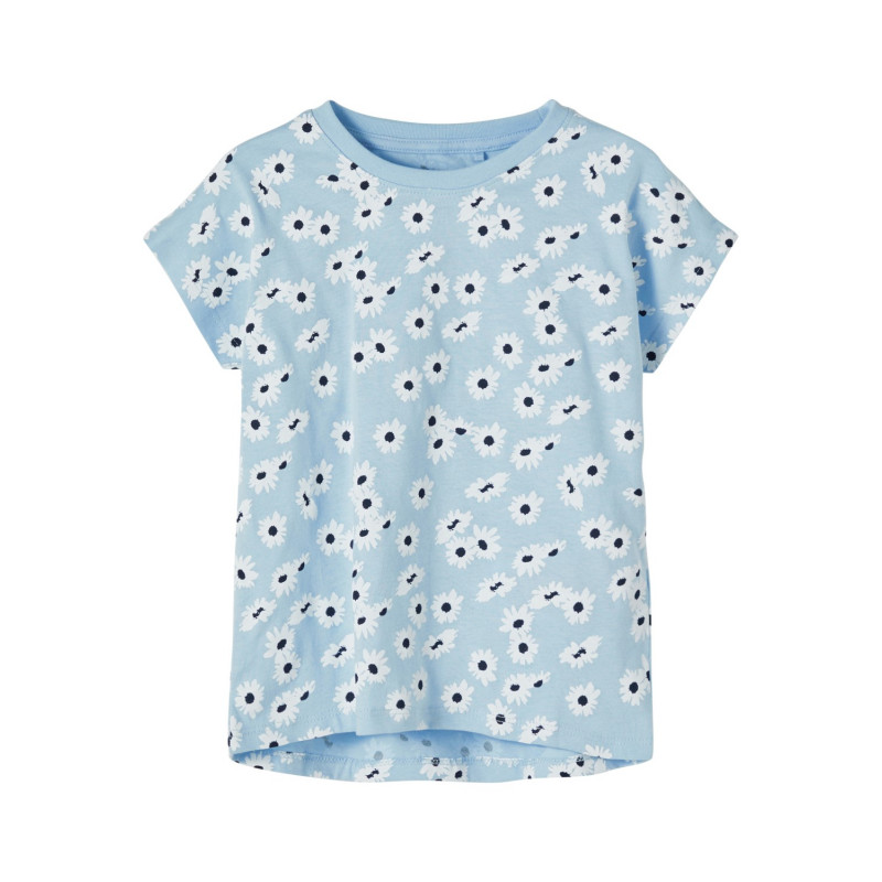Μπλουζάκι από οργανικό βαμβάκι με λουλουδάτο σχέδιο, γαλάζιο  234606