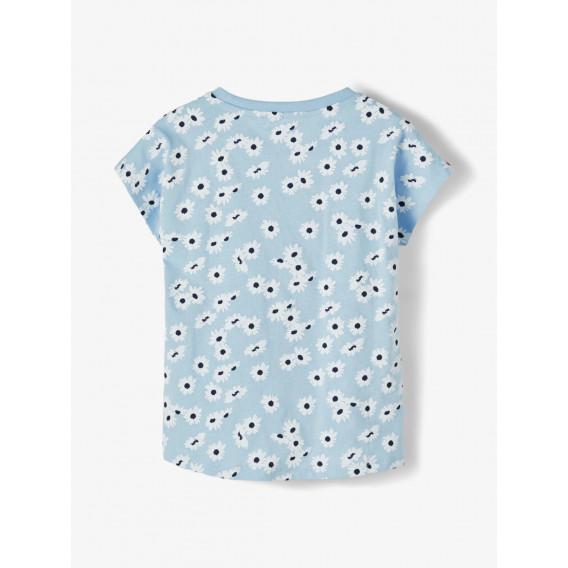 Μπλουζάκι από οργανικό βαμβάκι με λουλουδάτο σχέδιο, γαλάζιο Name it 234607 2