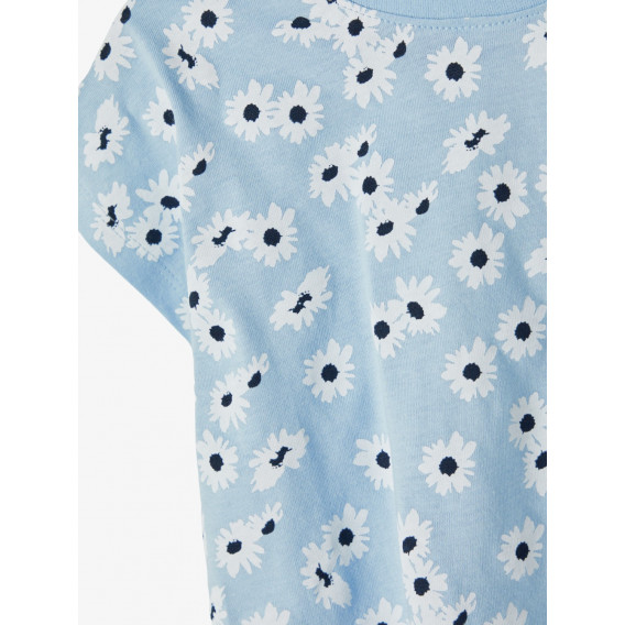 Μπλουζάκι από οργανικό βαμβάκι με λουλουδάτο σχέδιο, γαλάζιο Name it 234608 3