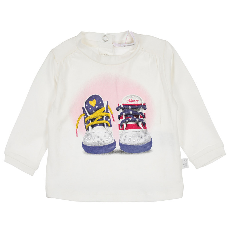 Βαμβακερή μακρυμάνικη μπλούζα με πολύχρωμο τύπωμα για κορίτσι  234976
