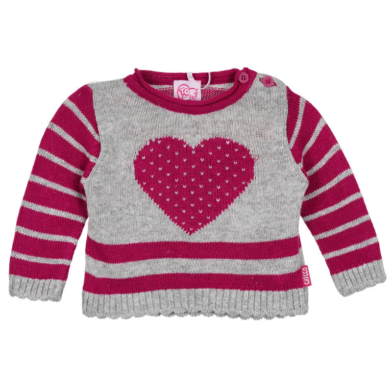 Ροζ πουλόβερ για κορίτσι, με σχέδιο καρδιά  234980
