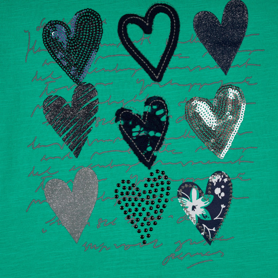 Κοντομάνικη μπλούζα σε γαλάζιο χρώμα με απλικέ καρδιές, για κορίτσι Boboli 235005 2