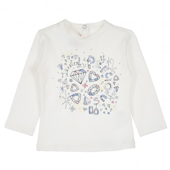 Βαμβακερή μπλούζα με μακριά μανίκια και γραφική εκτύπωση για κορίτσι Chicco 235030 