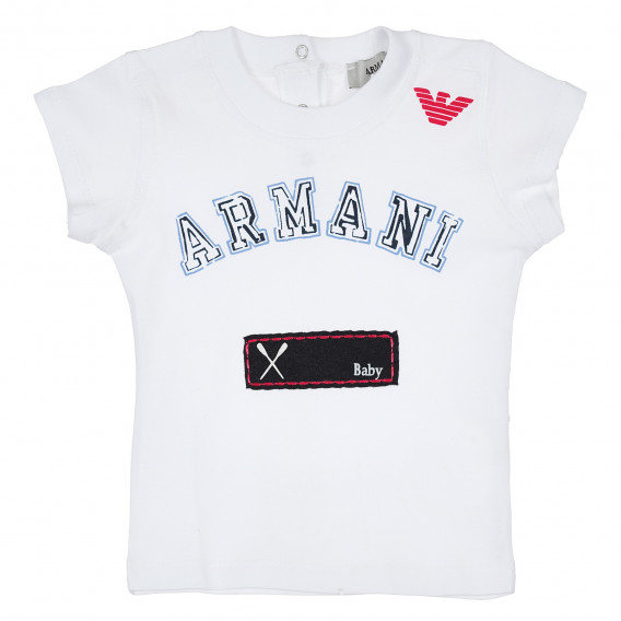 Βρεφική, βαμβακερή, κοντομάνικη μπλούζα, με στρογγυλή λαιμόκοψη, για κορίτσι Armani 235057 