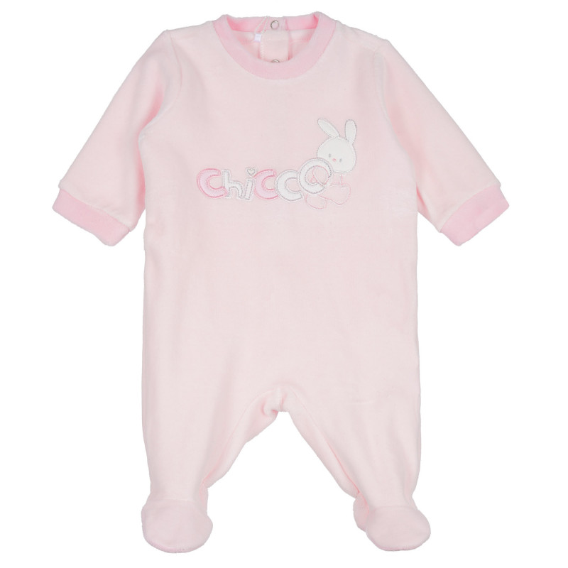 Βελούδινο φορμάκι με κέντημα και απλικέ για μωρά, ροζ  235090