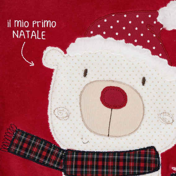 Βελούδινη χριστουγεννιάτικη φόρμα με μακριά μανίκια για μωρά - unisex Chicco 235111 2