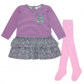 Μακρυμάνικο φόρεμα σε ροζ ρίγες και έγχρωμη εκτύπωση LILY AND JACK 235311 
