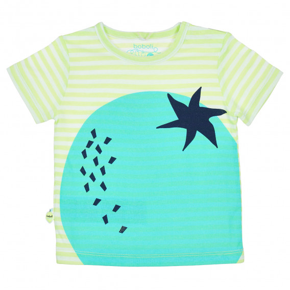Ριγέ μπλουζάκι με τύπωμα για μωρό, unisex Boboli 235426 