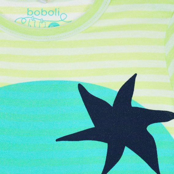 Ριγέ μπλουζάκι με τύπωμα για μωρό, unisex Boboli 235427 2