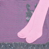 Μακρυμάνικο φόρεμα σε ροζ ρίγες και έγχρωμη εκτύπωση LILY AND JACK 235556 3
