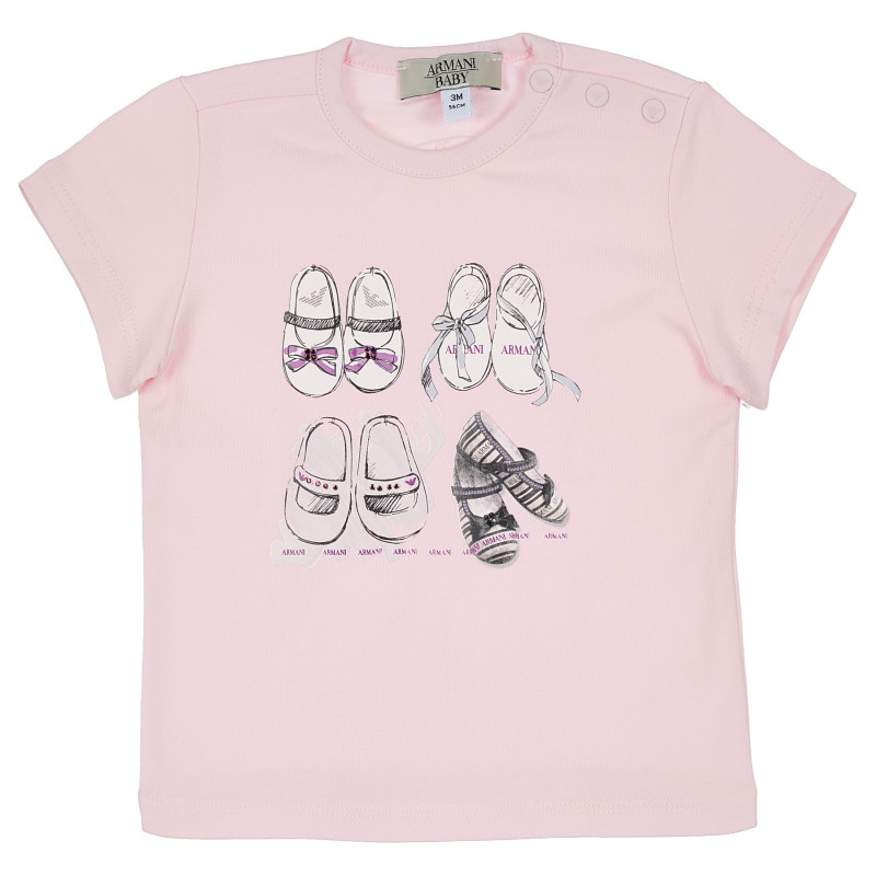 Βαμβακερό κοντομάνικο μπλουζάκι με έγχρωμα τυπωμένα σχέδια, για κορίτσι  235615