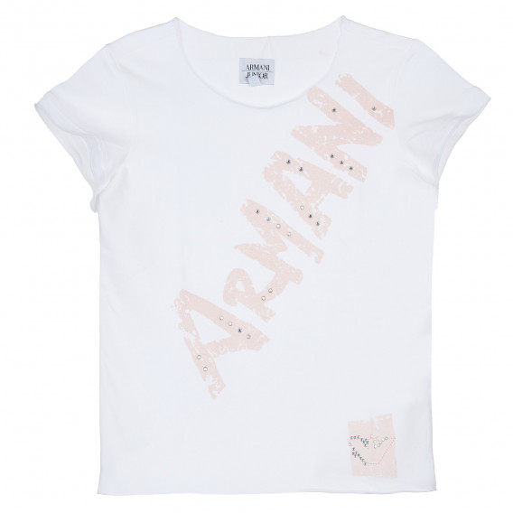 Βαμβακερό, κοντομάνικο μπλουζάκι Armani, με υπέροχο σχέδιο της μάρκας για κορίτσι Armani 235629 