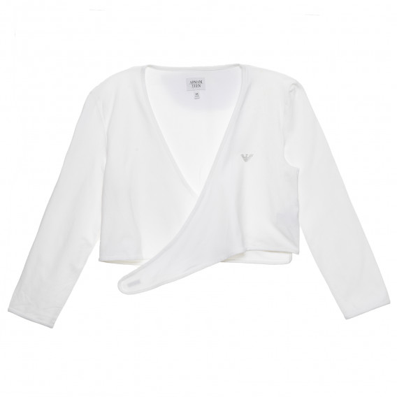 Μακρυμάνικη βαμβακερή μπλούζα για κορίτσια, σε λευκό Armani 235633 