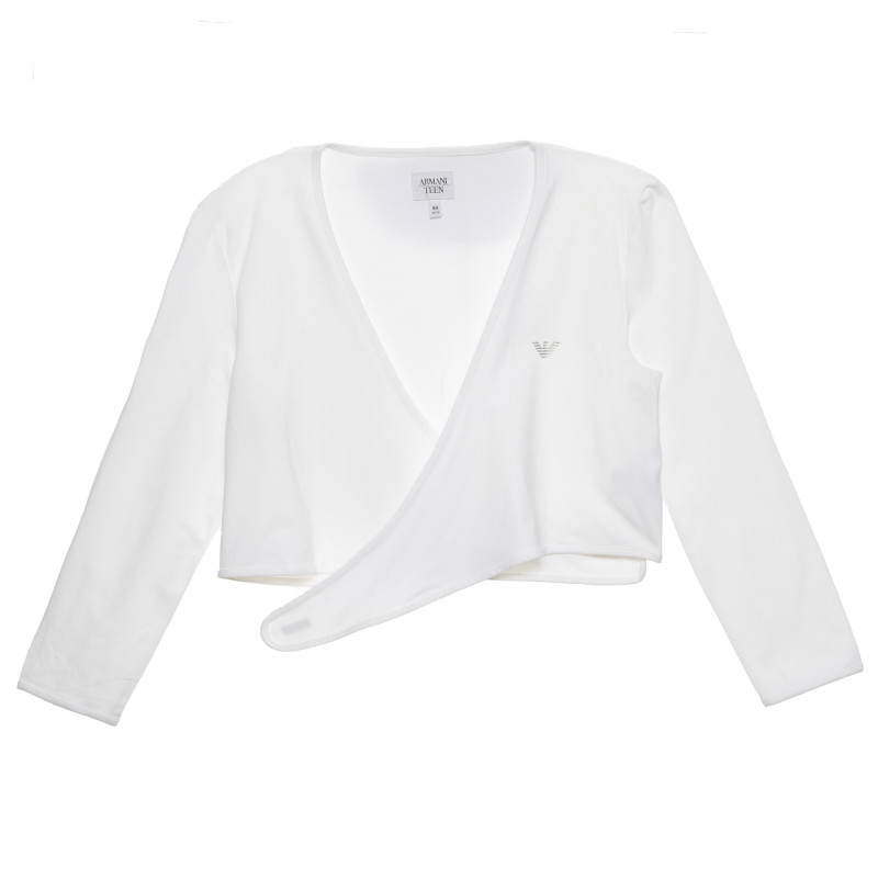 Μακρυμάνικη βαμβακερή μπλούζα για κορίτσια, σε λευκό  235633