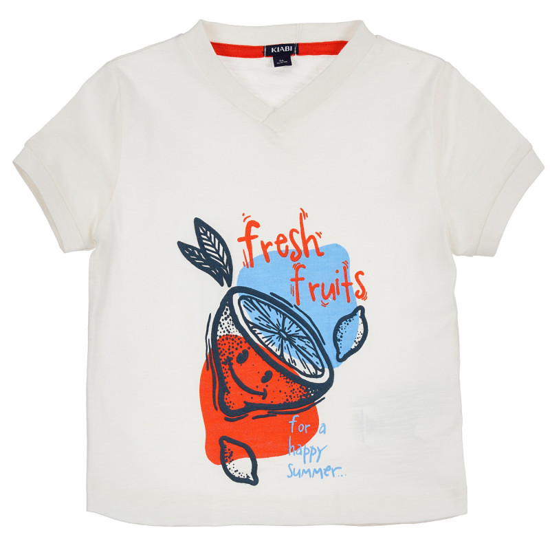 Βαμβακερό  t-shirt με επιγραφή και σχέδιο με φρούτα, για αγόρι  235709