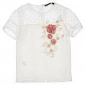 Κοντομάνικη μπλούζα με floral απλικέ και κουμπιά στο πίσω μέρος για ένα κορίτσι Picolla Speranza 235780 