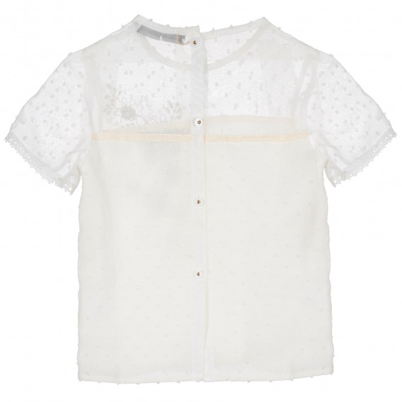 Κοντομάνικη μπλούζα με floral απλικέ και κουμπιά στο πίσω μέρος για ένα κορίτσι Picolla Speranza 235783 6