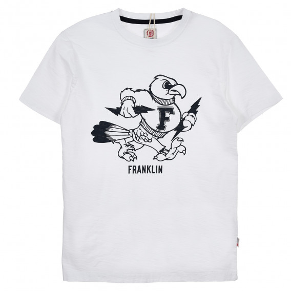 Λευκό, βαμβακερό t-shirt με στάμπα, για αγόρι Franklin & Marshall 235800 