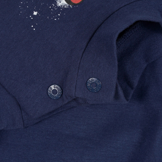 Βαμβακερή μπλε μακρυμάνικη μπλούζα με τύπωμα για αγόρι Chicco 235846 3