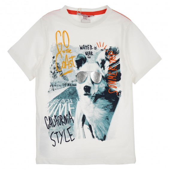 Μπλουζάκι για αγόρια με στάμπα και γράμματα, λευκό Boboli 235876 